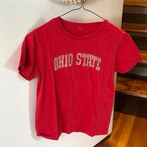 bedazzled ohio state red tee tight fit